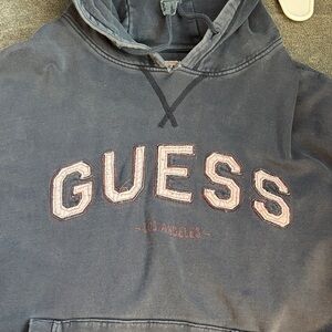 Guess Dark Blue Hoodie with Embroidered Logo